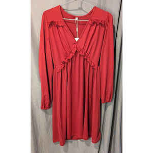 Aokosor Dress Woman's XSmall Long Sleeve Maroon